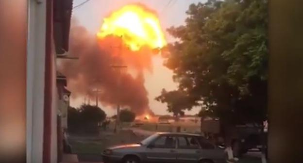 Screenshot of the video of the explosion at a car fuelling station in Chechnya. June 28, 2018. https://www.youtube.com/watch?v=Wucu0jmtwpk