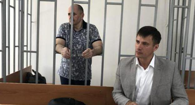 Oyub Titiev and his advocate Pyotr Zaikin (right) in the court. Photo: press service of HRC 'Memorial'