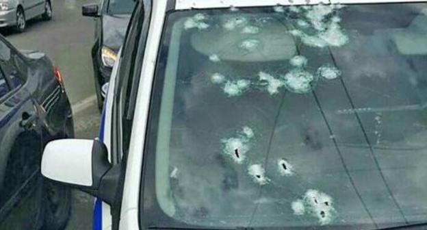 Bullet holes in windscreen, Krasnodar, August 28, 2017. Photo: Typodar / twitter.com/typodar