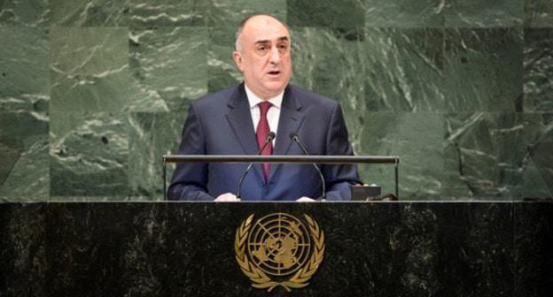 Elmar Mamedyarov, Azerbaijani Minister of Foreign Affairs, speaks at the 73rd session of the UN General Assembly. Photo: press service of the Ministry of Foreign Affairs of Azerbaijan: http://www.mfa.gov.az/az/news/909/5847