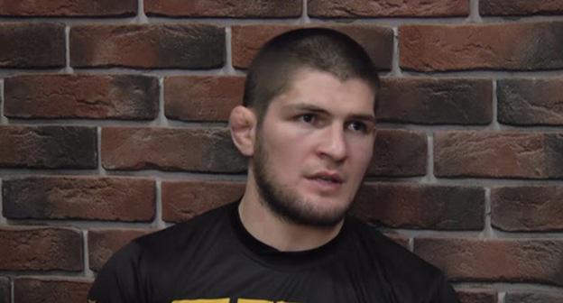 Khabib Nurmagomedov. Screenshot from video at https://ru.wikipedia.org/ Время спорта - https://www.youtube.com/watch?v=HWyclHTd89o