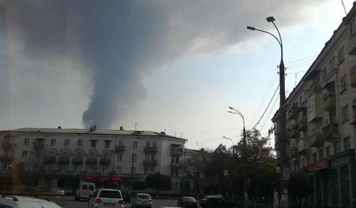 Smoke from a fire at the "Electrozinc" plant, Vladikavkaz, October 21, 2018. Photo by Emma Marzoeva for the Caucasian Knot