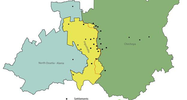 Territorial changes of Chechen and Ingush Republics according to the September agreement (signed 26 Sept. 2018). Map prepared by the Caucasian Knot