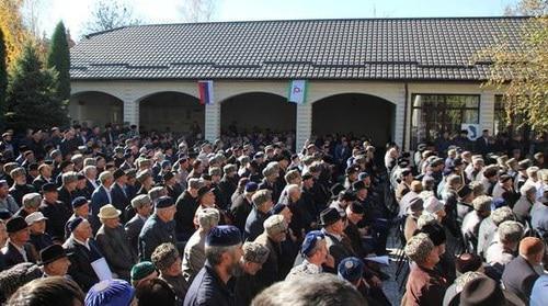 Participants of the emergency congress of members of Ingush clans (teips), Nazran, October 27, 2018. Photo by Magomed Mutsolgov for the Caucasian Knot