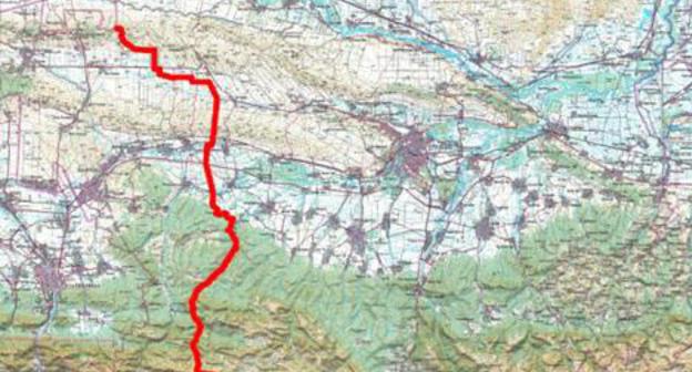 Map of a new border between Chechnya and Ingushetia. Photo by the press service of the government of the Republic of Ingushetia