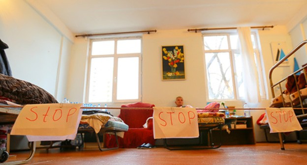 The activists' hunger strike in support of Mekhman Guseinov. January 16, 2019. Photo by Aziz Karimov for the "Caucasian Knot"