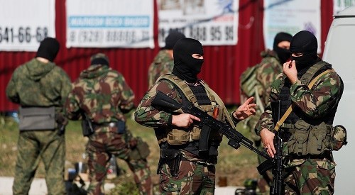 Law enforcers in Magas during protest action against agreement on Ingush-Chechen border, October 8, 2018. Photo: REUTERS / Maxim Shemetov