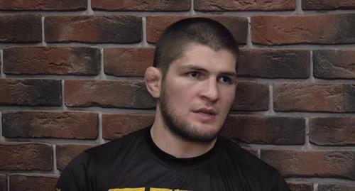 Khabib Nurmagomedov. Screenshot from video at: https://ru.wikipedia.org/ Время спорта - https://www.youtube.com/watch?v=HWyclHTd89o