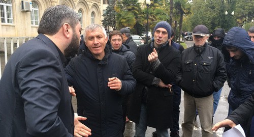 Initiators of the rally with Astamur Logua, an MP (second from the left). Photo by the "Caucasian Knot" correspondent