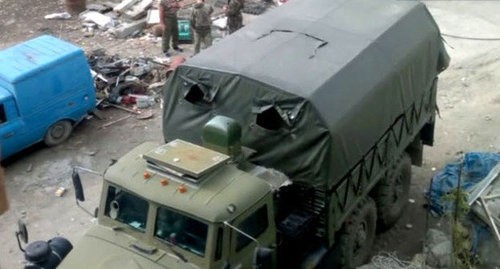 At the site of special operation in the village of Vremenny (Dagestan), September 2014. Screenshot from the Caucasian Knot video 