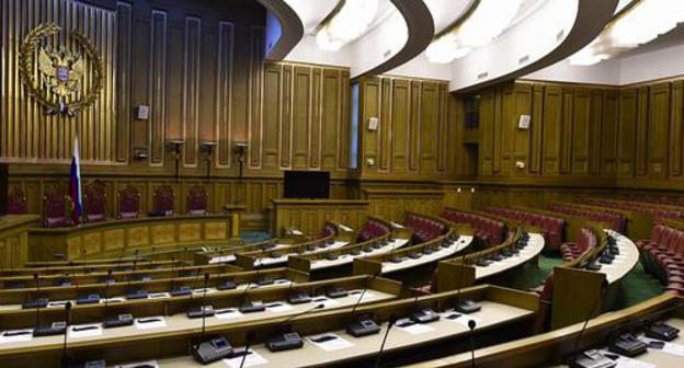 The courtroom at the Supreme Court of the Russian Federation. Photo by the press service of the Supreme Court of the Russian Federation