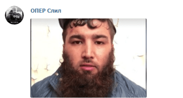 One of five people detained in Dagestan and Chechnya on charges of preparing terror attacks. Screenshot from post by Telegram Channel 'Oper slil' dated April 23, 2019. https://web.telegram.org/#/im?p=@operdrain