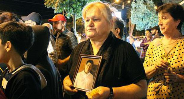 Mother of a killed schoolboy attends protest action in Tbilisi, September 17, 2018. Photo by Inna Kukudzhanova for the Caucasian Knot