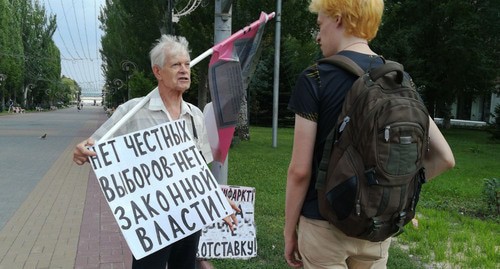 Vladimir Vasilchenko holds solo picket in Volgograd, July 31, 2019. Photo by Tatiana Filimonova for the Caucasian Knot