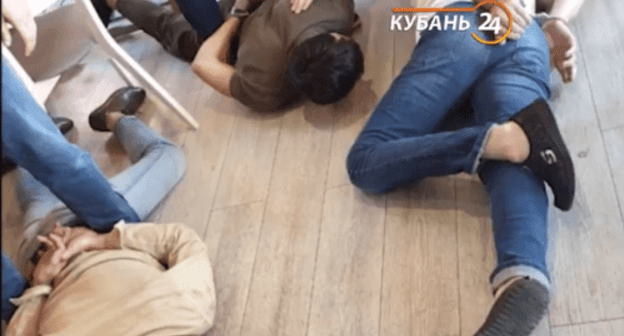 Screenshot from video 'Alleged participants of the shootout in Krasnodar detained in Sochi', https://youtu.be/m08U6H513pg