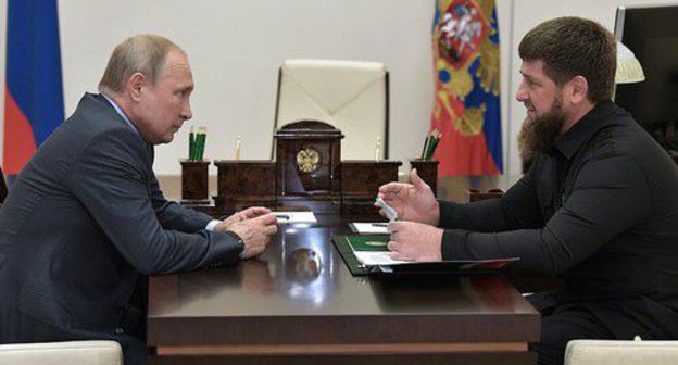 Vladimir Putin at his meeting with Ramzan Kadyrov on August 31, 2019. Photo by the press service of the Russian President http://kremlin.ru/events/president/news/61415