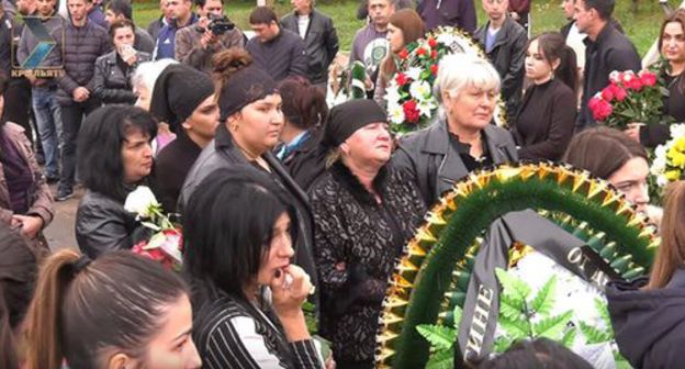 Regina Gagieva's funeral. September 27, 2019. Screenshot of the video by КРЫЛЬЯ TV https://www.youtube.com/watch?v=KJ34Byd7H9k