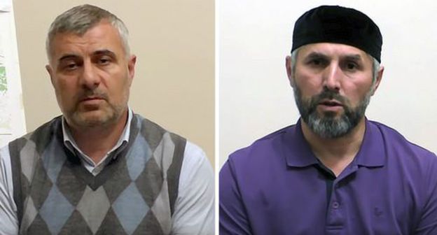 Barakh Chemurziev, the chairman of the public movement "Support of Ingushetia", and Musa Malsagov, the head of the Ingush branch of the Russian Red Cross. Screenshot from video posted by Public movement 'Opora Ingushetii'. https://www.youtube.com/channel/UCul7SXfaP1AZeYDYkiWZMQg