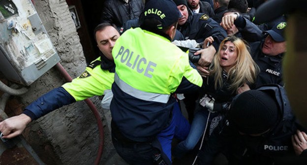 Policemen during protest action in Tbilisi. Photo: REUTERS/Irakli Gedenidze