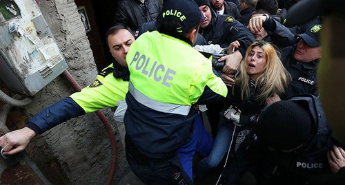 Policemen during protest action in Tbilisi. Photo: REUTERS/Irakli Gedenidze