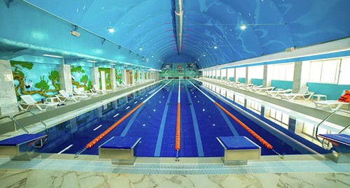 A swimming pool at the "Anji Arena" sports complex. Photo https://anji-arena.ru/spa-tsentr-arena.html