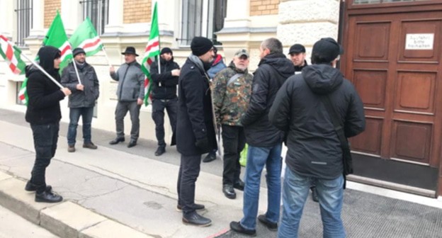 Chechen refugees at a rally in Vienna. Photo courtesy of Ibragim Nikarkho