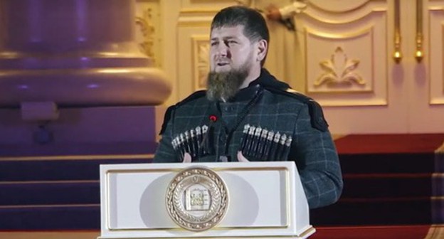 Ramzan Kadyrov attends a grand opening of the Palace of Arts in Grozny. Screenshot from video posted by IA 'Grozny-Inform', https://www.youtube.com/watch?time_continue=22&v=m9qwsEsi-50&feature=emb_logo