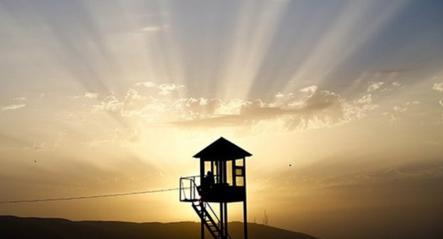 The police watch tower in Baku. Photo: REUTERS/Kai Pfaffenbach