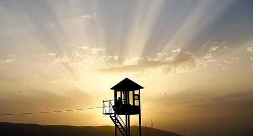 The police watch tower in Baku. Photo: REUTERS/Kai Pfaffenbach