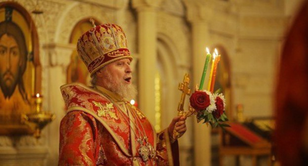 An Easter service in the Holy Myrrhbearers Cathedral in Baku. April 19, 2020. Photo by Aziz Karimov for the "Caucasian Knot"