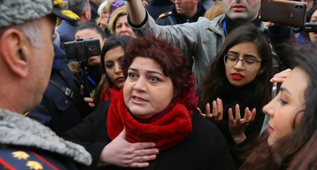 Khadija Ismayilova at a protest action. Baku, March 2019. Photo by Aziz Karimov for the "Caucasian Knot"