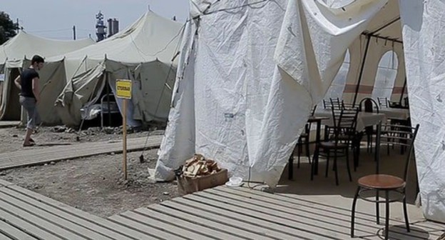 Temporary tent camp near the village of Kullar (Dagestan). Screenshot from the Caucasian Knot video