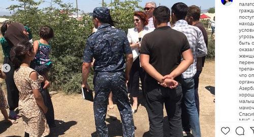 Azerbaijanis, staying in a temporary tent camp near Kullar, during the visit of Maria Yezhova, Dagestan's ombudsman for children's rights,. https://www.instagram.com/p/CCYSDqsomco/