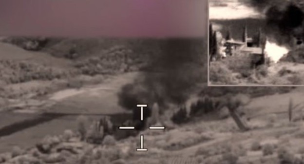 Armed clashes on the border between Azerbaijan and Armenia. Screenshot of the video by the Ministry of Defence of Azerbaijan https://www.youtube.com/watch?time_continue=21&amp;v=wDJkOJZGwJE&amp;feature=emb_title