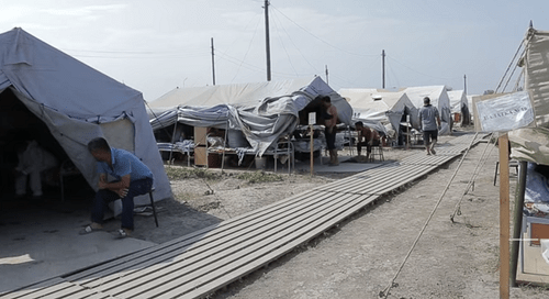 People at the tent camp near the Dagestani village of Kullar. Screenshot of the video by the "Caucasian Knot"