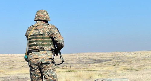 An Armenian solider. Photo by the press service of the Armenian Ministry of Defence http://www.mil.am/ru/news/8291