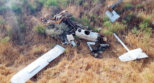 A shot-down drone. Photo by the press service of the Ministry of Defence of Azerbaijan https://mod.gov.az/az/news/ermenistana-mexsus-taktiki-pua-mehv-edilib-31519.html