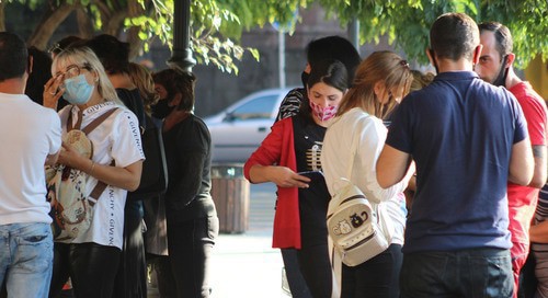 Participants of the action "I want to go to Russia". Photo by Tigran Petrosyan for the "Caucasian Knot"