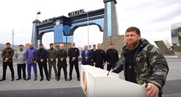 Ramzan Kadyrov at the opening of a new entrance arch from the side of the city of Argun on October 5, 2020. Screenshot of the video https://vk.com/video279938622_456243573