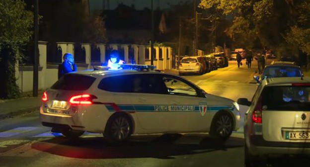 At the place where attacker on a school teacher in France was killed. Screenshot: https://www.youtube.com/watch?v=zNafD5wlXWU