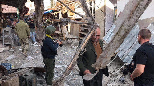 Aftermath of shelling attack on Stepanakert in the morning of October 31, 2020. Photo by Alvard Grigoryan for the Caucasian Knot