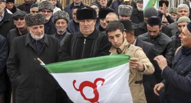 Participants of the rally in Magas, 2019. Screenshot of the video by the "Politics Today" https://www.youtube.com/watch?v=8BLJ3ZC6N4s