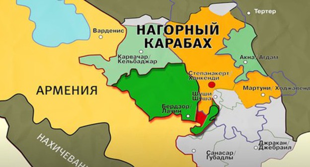 Map of Armenia and Nagorno-Karabakh borders. Screenshot: https://www.youtube.com/watch?v=qmbNQrbqyC0&feature=emb_logo