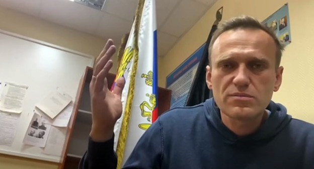 Alexei Navalny in the court, January 18, 2021. Screenshot: Navalny LIVE https://www.youtube.com/watch?v=oRRnj835SdI