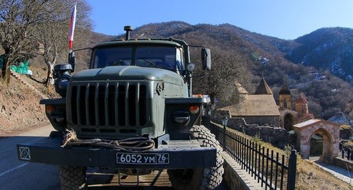 A truck of the Russian peacemakers in Kelbadjar (Karvachar) district. Photo by Aziz Karimov for the "Caucasian Knot"