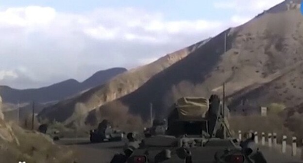 Russian peacekeepers in Nagorno-Karabakh. Screenshot of Ctnews footage 