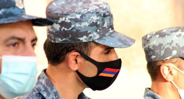 Policemen at a protest rally in Yerevan. Photo by Tigran Petrosyan for the Caucasian Knot