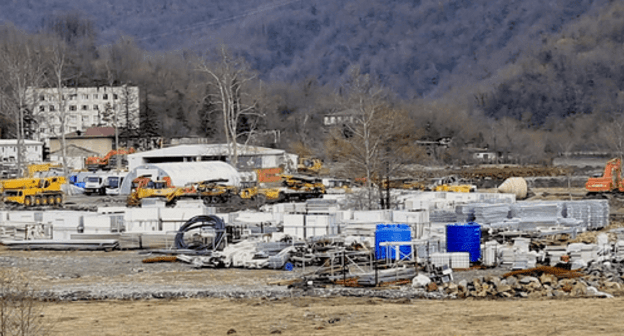 Construction site for the hydroelectric power plant in Namakhvani. Screenshot from video posted by JAM News