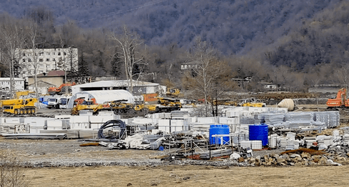 Construction site for the hydroelectric power plant in Namakhvani. Screenshot from video posted by JAM News