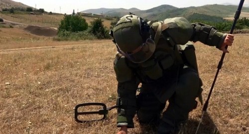 Mine clearance of agricultural fields in Nagorno-Karabakh. Photo by the press service of the Russian Ministry of Defence